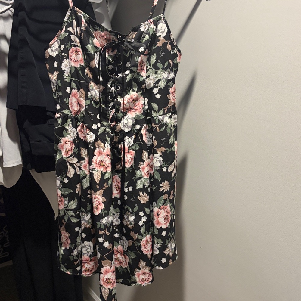 Floral Lace-Up Dress